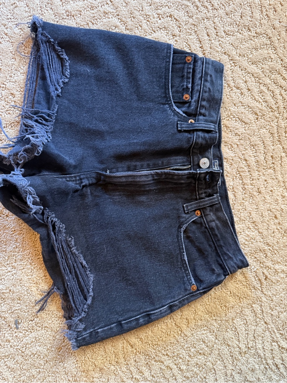 Abercrombie & Fitch Black Frayed Hem High-Rise Denim Shorts